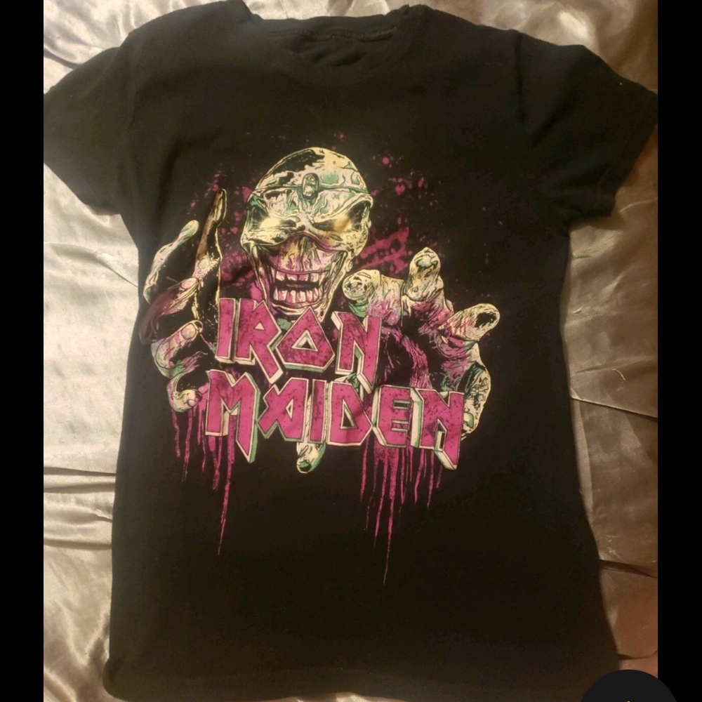 Iron Maiden Pink Logo Babydoll Shirt Small Ladies